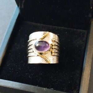 Amethyst 925 Silver and Gold Ring